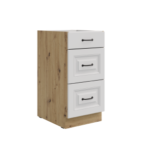 Spodní skříňka Stilo 40 D 3S BB - Premium Box Barva korpusu: Dub artisan, Barva dvířek: Bílá