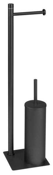 Gedy - TRILLY stojan s držákem na toaletní papír a WC štětkou, hranatý, černá mat TR3214