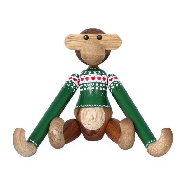 Kay Bojesen Dřevěná opička Monkey Christmas Jumper 2025 Small, zelená barva, dřevo