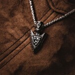 Pánský náhrdelník Ódinovo kopí - GUNGNIR - symbol VALKNUT, Stříbrná 60 cm