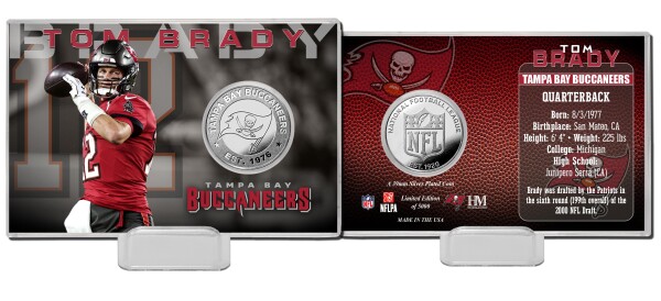 Highland Mint Mince Tampa Bay Buccaneers NFL Tom Brady Player Silver Mint Coin Card