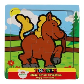 TEDDIES Dřevěné puzzle Moje první zvířátka Koník