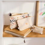 Räder Kosmetická taštička Heart Embroidered, béžová barva, přírodní barva, textil