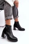 Lakované Kotníkové Boty Na Podpatku Zateplené Černé Velikost: 36