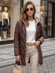 Dámská prošívaná přechodová bunda s kapucí, hnědá, FashionStreet TY5769 L