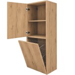 CERANO - Koupelnová vysoká skříňka s košem na prádlo Adele - TIP-ON otevírání - dub zlatý Craft - 45x120x33 CER-836371