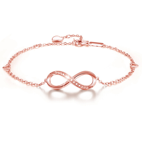 LUNICA Stříbrný náramek NEKONEČNO ROSE 0729