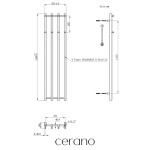CERANO - Koupelnový elektrický radiátorový set Bertini - 300W - černá matná - 1400x351 mm CER-482081