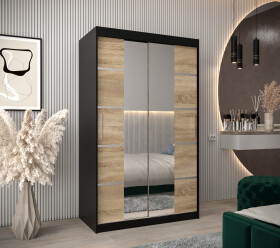 Šatní skříň Abi V4 Barva korpusu: Černá, Rozměry: 120 cm, Dveře: Dub sonoma