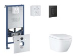 GROHE - Rapid SLX Set předstěnové instalace, klozetu, sedátka SoftClose a tlačítka Even, Triple Vortex, phantom black SANI11BB5104