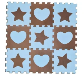 SUN TA TOYS Pěnové puzzle Hvězdy a srdce modré S4