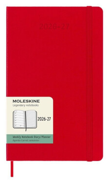 18měsíční diář Moleskine 2026-27 - tvrdé desky, L, týdenní, červený