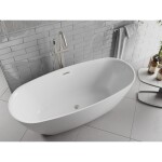 MEXEN/S - Luvo Slim volně stojící vana 170 x 75, bílá, sifon a přepad nikl kartáčovaný 52801707500-97