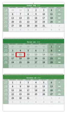 Nástěnný kalendář Helma 2024 - Tříměsíční GREEN na recyklovaném papíře