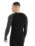 Pánské triko dlouhý rukáv ICEBREAKER Mens ZoneKnit™ 200 LS Crewe, Jet HTHR/Black/Metro HTHR/Cb velikost: S