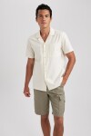 DEFACTO Regular Fit Open Collar Linen Short Sleeve Shirt