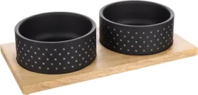 Flamingo Duo Dinner Nervo Nerezové misky pro psy černá 2x840ml (FLA-522973)