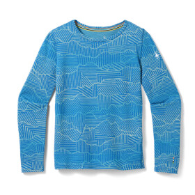 Dětské merino triko dlouhý rukáv SMARTWOOL Kids' Classic Thermal Merino Base Layer, Indigo Linear Peaks velikost: XL