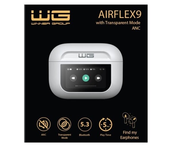 WG - Bluetooth sluchátka WG AirFlex 9 s displejem, Avatar, ANC, bílá EDF_819000