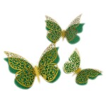 Dortisimo Nejedlá dekorace zeleno-zlatá Motýlci (12 ks)