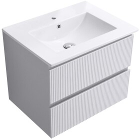 CERANO - Koupelnová skříňka Carole + keramické umyvadlo Todo - bílá matná rýhovaná - 61x50x46,5 CER-008759