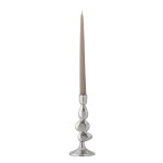 Bloomingville Kovový svícen Metina Silver 21 cm, stříbrná barva, dřevo, kov