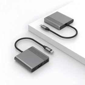 USB-C Multiport adaptér 3v1 šedá / Adaptér / HDMI 4K 60Hz / USB-A / USB-C PD 90W (A-CM-COMBO3-05)