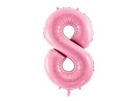 PartyDeco foliový balónek růžový číslo 8 (86 cm)
