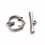 Americké zapínání z nerezové oceli - srdce - platinové - 15 x 15 x 2 mm - 1 ks