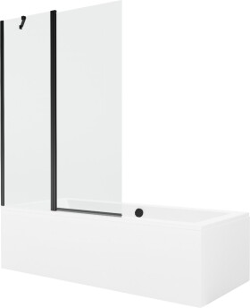 MEXEN/S - Cube obdélníková vana 180 x 80 cm s panelem + vanová zástěna 120 cm, transparent, černá 550518080X9412117000
