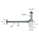 SAPHO - Umyvadlový sifon 5/4", odpad 32, hranatý, gun metal SI481