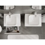 MEXEN/S - Rivel koupelnová skříňka pod umyvadlo 60 cm s deskou, 2 zásuvky, reliéf , bílá mat 91A20-06047-2-BFFC01
