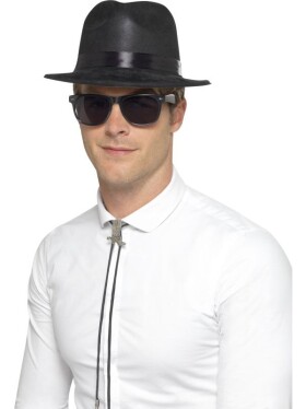 Smiffys.com Klobouk Gangster Fedora černý plast 56cm