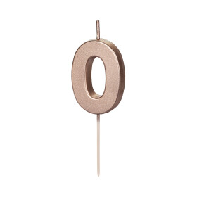 Svíčka dortová rose gold číslo 0 - Albi