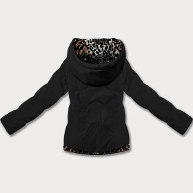 Černá krátká volná dámská bunda s panteřím motivem Miss TiTi (25898) odstíny černé S (36)