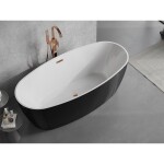 MEXEN/S - Lira volně stojící vana vzor 170 x 80, bílá/černá, sifon a přepad růžové zlato 52831708075-60