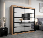 Šatní skříň Abi Ro2 Barva korpusu: Dub Sonoma, Rozměry: 250 cm, Dveře: Černá