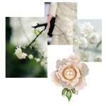 Luxusní brož ve tvaru květu se zlatou perlou Arlette, Champagne