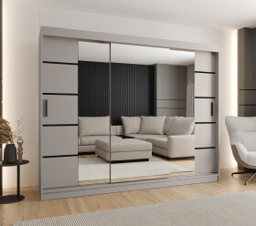 Šatní skříň Abi Rubino V4 Rozměry: 250 cm, Barva korpusu + barva dveří: Kašmír