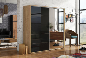 Šatní skříň Ska A11 XL Barva korpusu: Dub - Craft zlatý, Rozměry: 125 cm, Dveře: Černý lesk