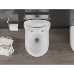 MEXEN/S - Carmen Závěsná WC mísa Rimless Tornado včetně sedátka s slow, duroplast, bílá lesk 30880200T