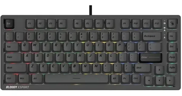 A4tech Bloody MS76 šedá / Herní klávesnice / magnetická / 75% / Rapid Trigger / RGB / USB (A4TKLA47833)