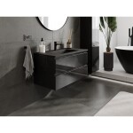 MEXEN/S - Orio koupelnová skříňka 90 cm s umyvadlem Otis, 2 zásuvky, černá lesk/černá mat 91A10-09047-2-BFF70-W18M71