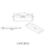 CERANO - Umyvadlo z litého mramoru Vita - nástěnné i na desku - 2 otvory pro baterii - bílá lesklá - 120x46 CER-479899