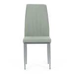 Židle jídelní, zelená látka, šedé kovové nohy