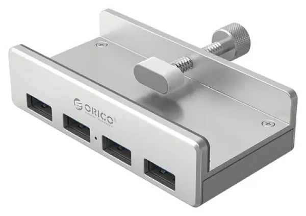 Orico MH4PU stříbrná / USB hub / 4x USB-A 3.0 / upínací úchyt