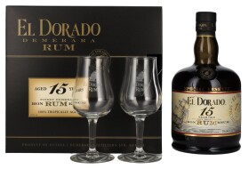 El Dorado 15y 43% 0,7 l (dárkové balení 2 sklenice)