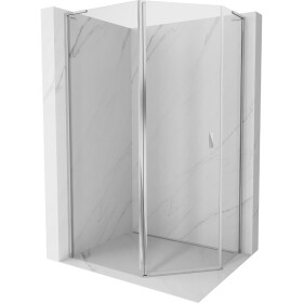 MEXEN/S - Mist Lsprchový kout pětiboký křídlový asymetrický 90 x 80, transparent, chrom 8A8L-090-080-01-00