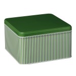 Ib Laursen Plechový box s víkem Green Stripes Large, zelená barva, kov