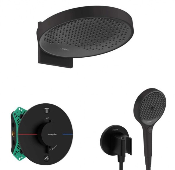 HANSGROHE - Sprchový set s termostatem pod omítku, s tělesem, průměr 36 cm, 3 proudy, matná černá SANI21HHH410